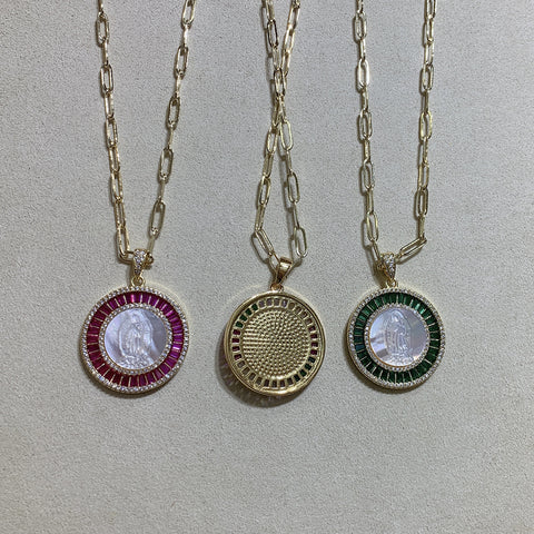 Round Zircon White Shell Pendant Clavicle Chain Necklace