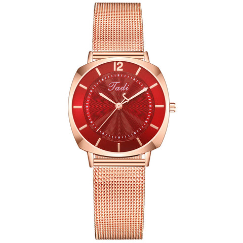 New Watch Women's Simple Scale Personalized Pointer Alloy Mesh Strap Watch Ladies