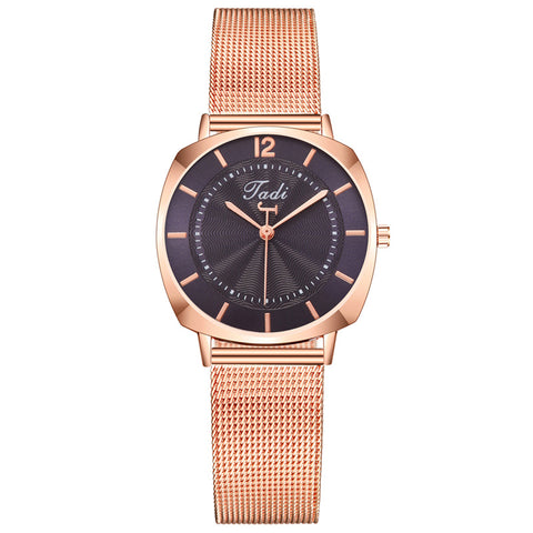 New Watch Women's Simple Scale Personalized Pointer Alloy Mesh Strap Watch Ladies