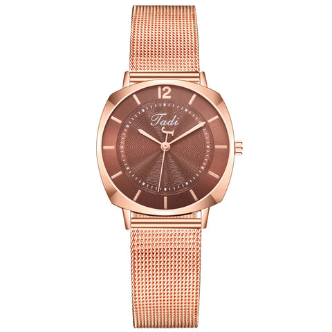 New Watch Women's Simple Scale Personalized Pointer Alloy Mesh Strap Watch Ladies