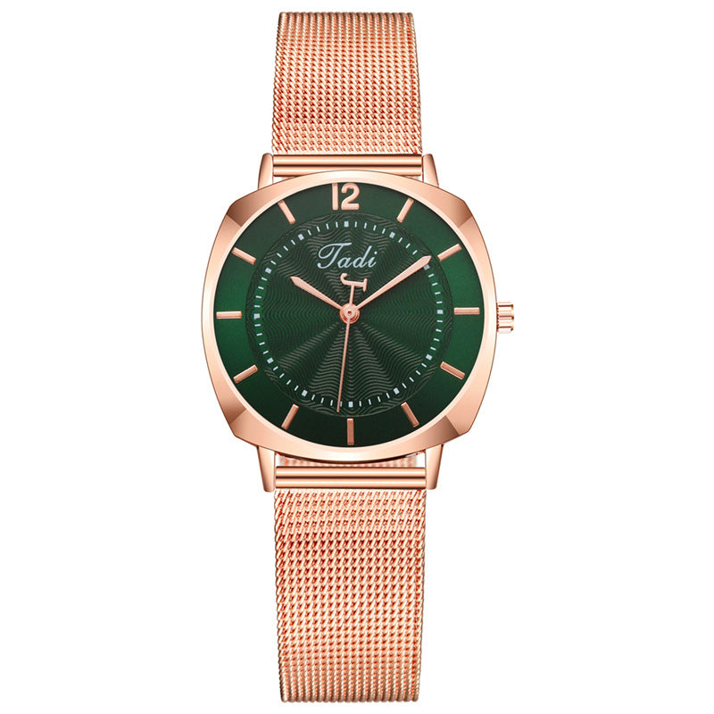 New Watch Women's Simple Scale Personalized Pointer Alloy Mesh Strap Watch Ladies