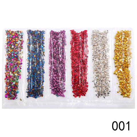 Nail Supplies, Diamond Glass Fragments, Gold And Silver Broken Glass Nails