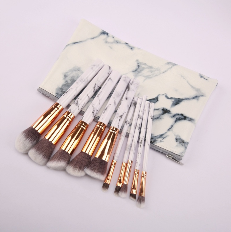 10 marble makeup brush sets, beauty tools, blush, eye shadow, face modification, 5 big 5 small explosions.