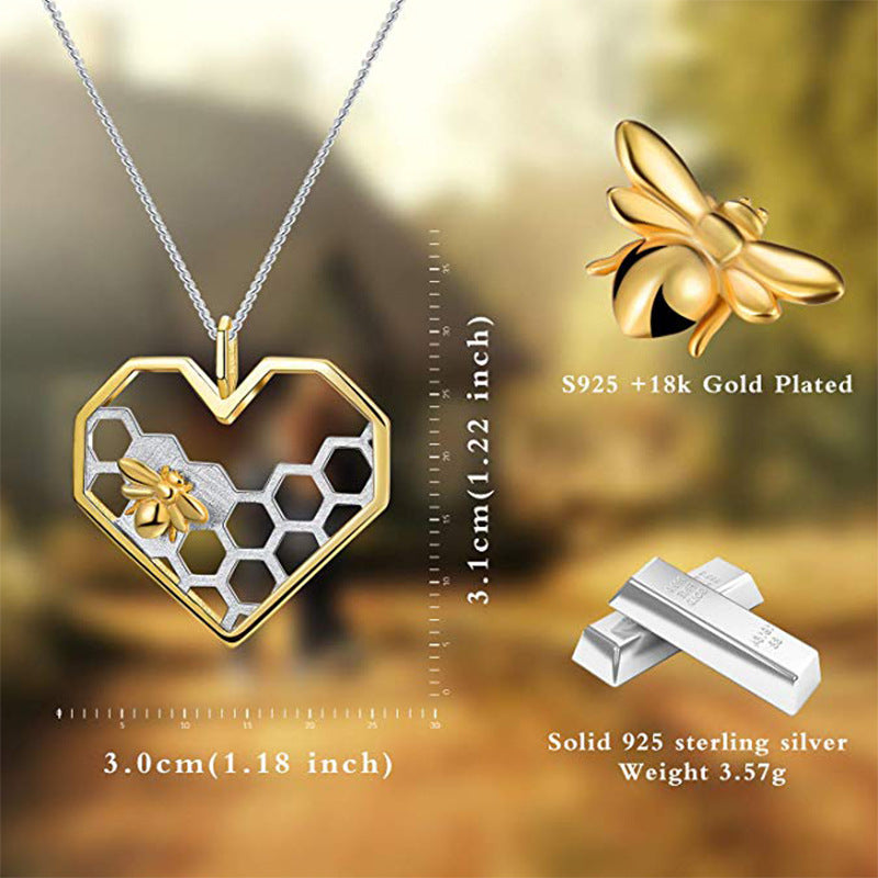 Sterling Silver Bee Heart Shaped Female Jewelry