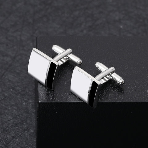 Simple And Creative Square Black And White Stitching French Men's Business Shirt Cufflinks