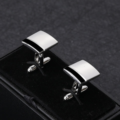 Simple And Creative Square Black And White Stitching French Men's Business Shirt Cufflinks