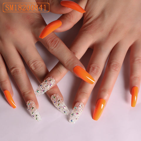 Transparent Nail Beads, Micro Diamonds, Orange Ballet Nails, Nail Supplies, 24-piece Box