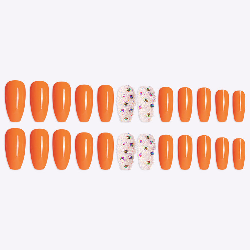 Transparent Nail Beads, Micro Diamonds, Orange Ballet Nails, Nail Supplies, 24-piece Box