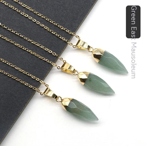 Fashion Crystal Bullet Faceted Pendant Electroplated Copper Chain Necklace