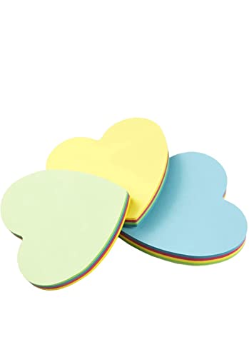 GUMTAPE Heart Shape Sticky Notes 76 mm x 76mm, 100 Sheets/Pad, Rainbow MixColor Sticky Notes 11500. Cute Mixed Colour for Office/Home/Kitchen/Baking/School