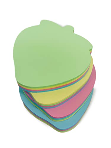 GUMTAPE Strawberry Shaped Sticky Notes 76 mm x 76mm, 100 Sheets/Pad, Rainbow MixColor Sticky Notes 11500. Cute Mixed Colour for Office/Home/Kitchen/Baking/School