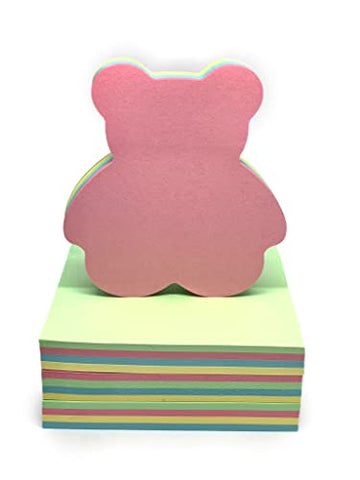 GUMTAPE Bear Shape Sticky Notes 76 mm x 76mm, 100 Sheets/Pad, Rainbow MixColor Sticky Notes 11500. Cute Mixed Colour for Office/Home/Kitchen/Baking/School