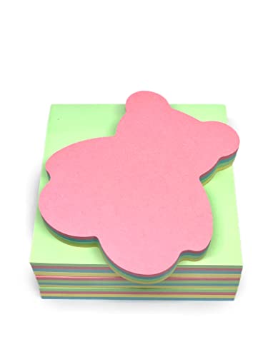 GUMTAPE Bear Shape Sticky Notes 76 mm x 76mm, 100 Sheets/Pad, Rainbow MixColor Sticky Notes 11500. Cute Mixed Colour for Office/Home/Kitchen/Baking/School