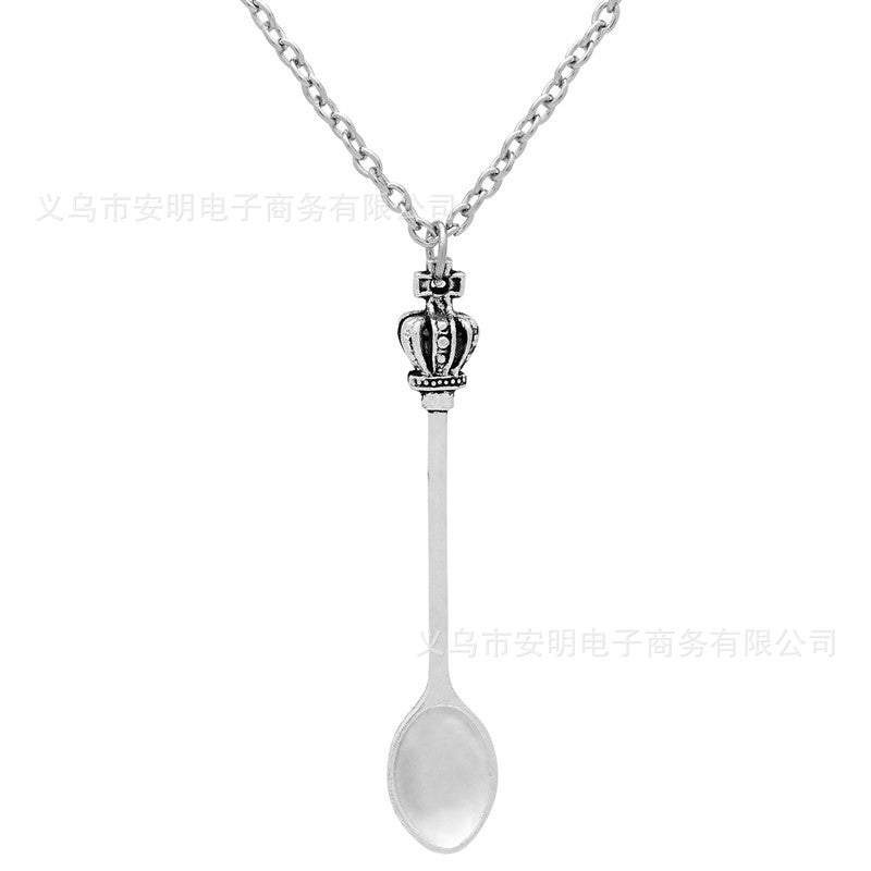 Crown Mini Tea Spoon Classical Royal Snuff Necklace