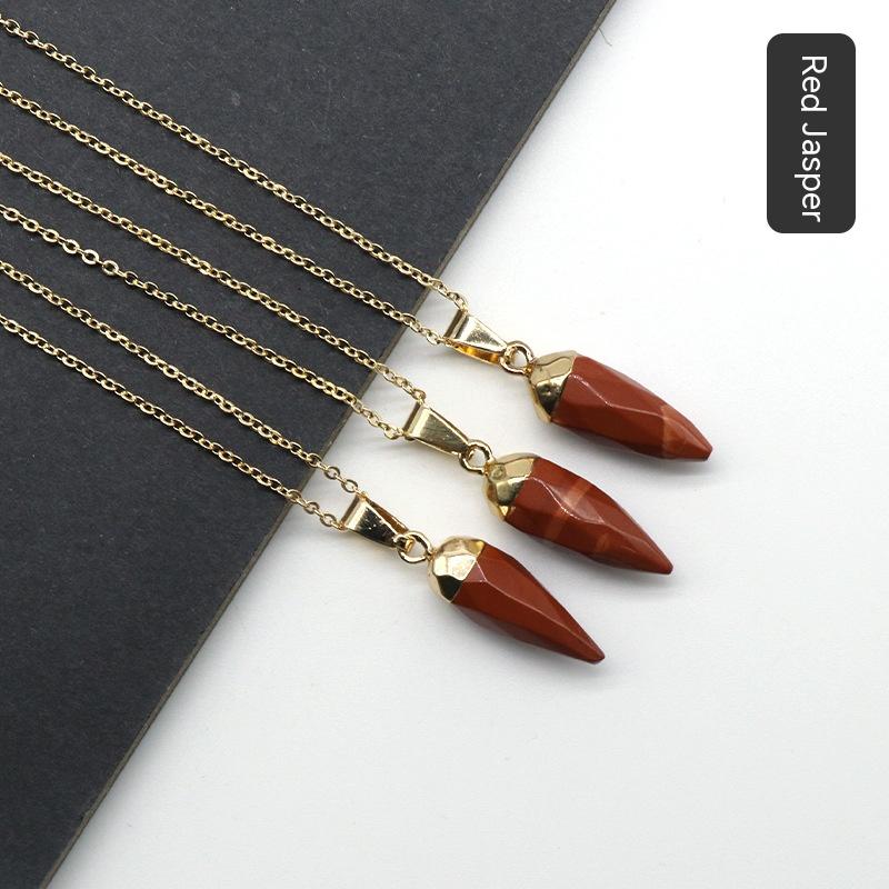 Fashion Crystal Bullet Faceted Pendant Electroplated Copper Chain Necklace