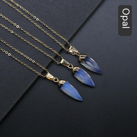 Fashion Crystal Bullet Faceted Pendant Electroplated Copper Chain Necklace