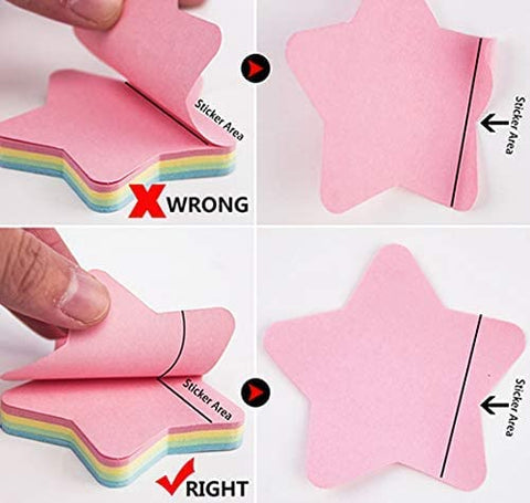 GUMTAPE Star Shaped Sticky Notes 76 mm x 76mm, 100 Sheets/Pad, Rainbow MixColor Sticky Notes 11500. Cute Mixed Colour for Office/Home/Kitchen/Baking/School