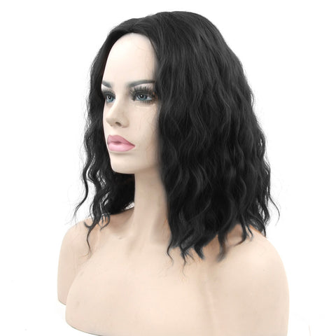 Black Short Curly Hair Cap, High Temperature Silk Short Hair Cosplay Wig Headgear