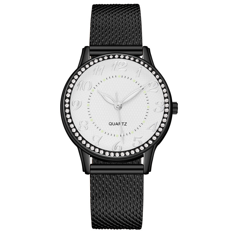 Women's Diamond Luminous Watch Fashion Business Mesh Belt