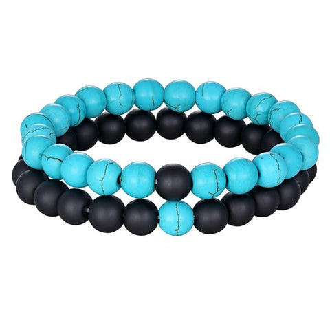 Frosted 8mm Natural Turquoise Beads Bracelet