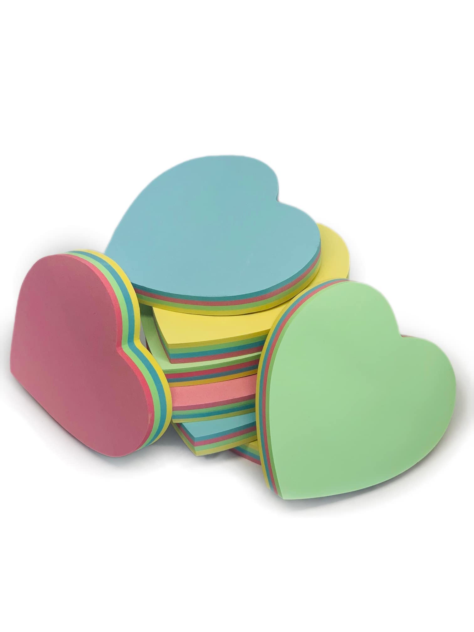 GUMTAPE Heart Shape Sticky Notes 76 mm x 76mm, 100 Sheets/Pad, Rainbow MixColor Sticky Notes 11500. Cute Mixed Colour for Office/Home/Kitchen/Baking/School