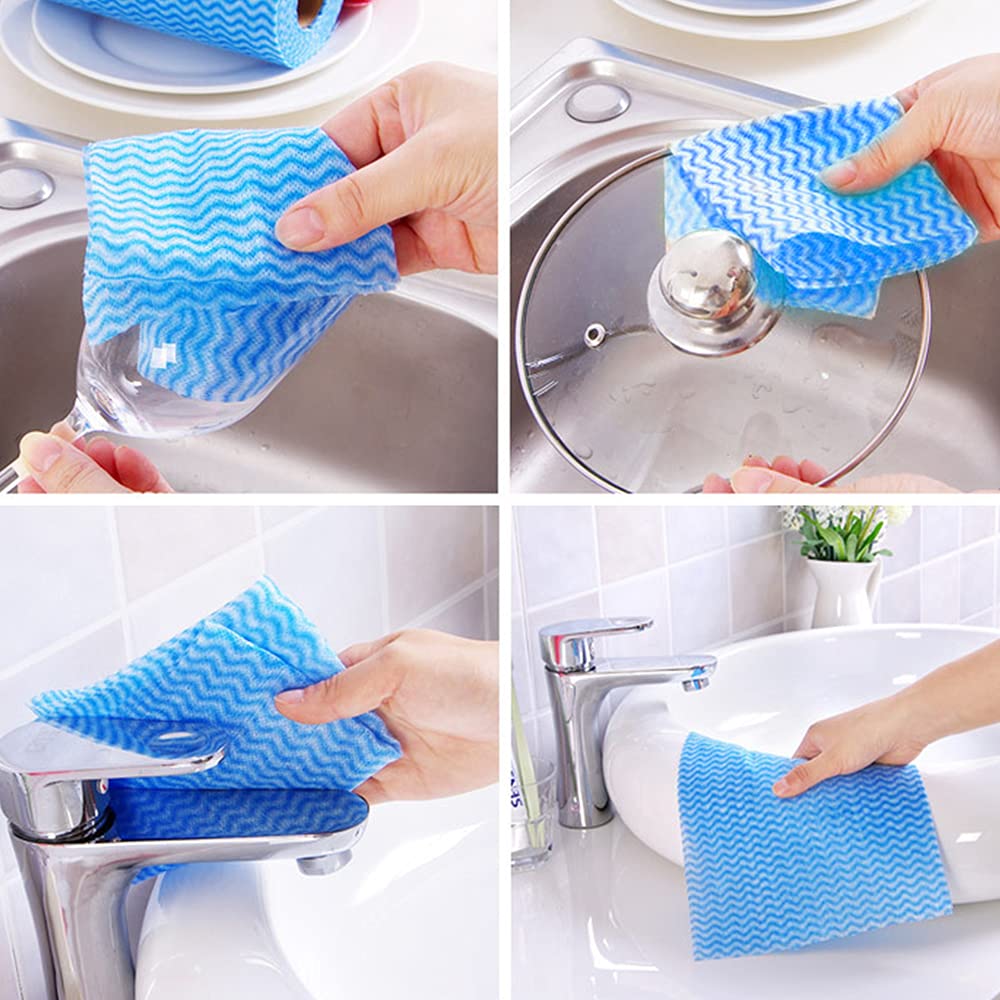 GUMTAPE All Purpose Disposable Cloths to Clean Surfaces | Blue Cloths | for Kitchen, Bathroom, Window | Soft, Strong, Highly Absorbent (KINGFISHER) 3 Pack of 20 (60 Pcs)