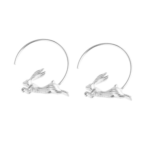 Rabbit Glossy Ear Ring Personality Stylish And Personalized Sterling Silver