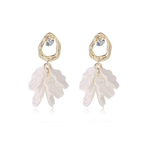 Women's Foreign Style White Petal Earrings Suitable For Silver Pins