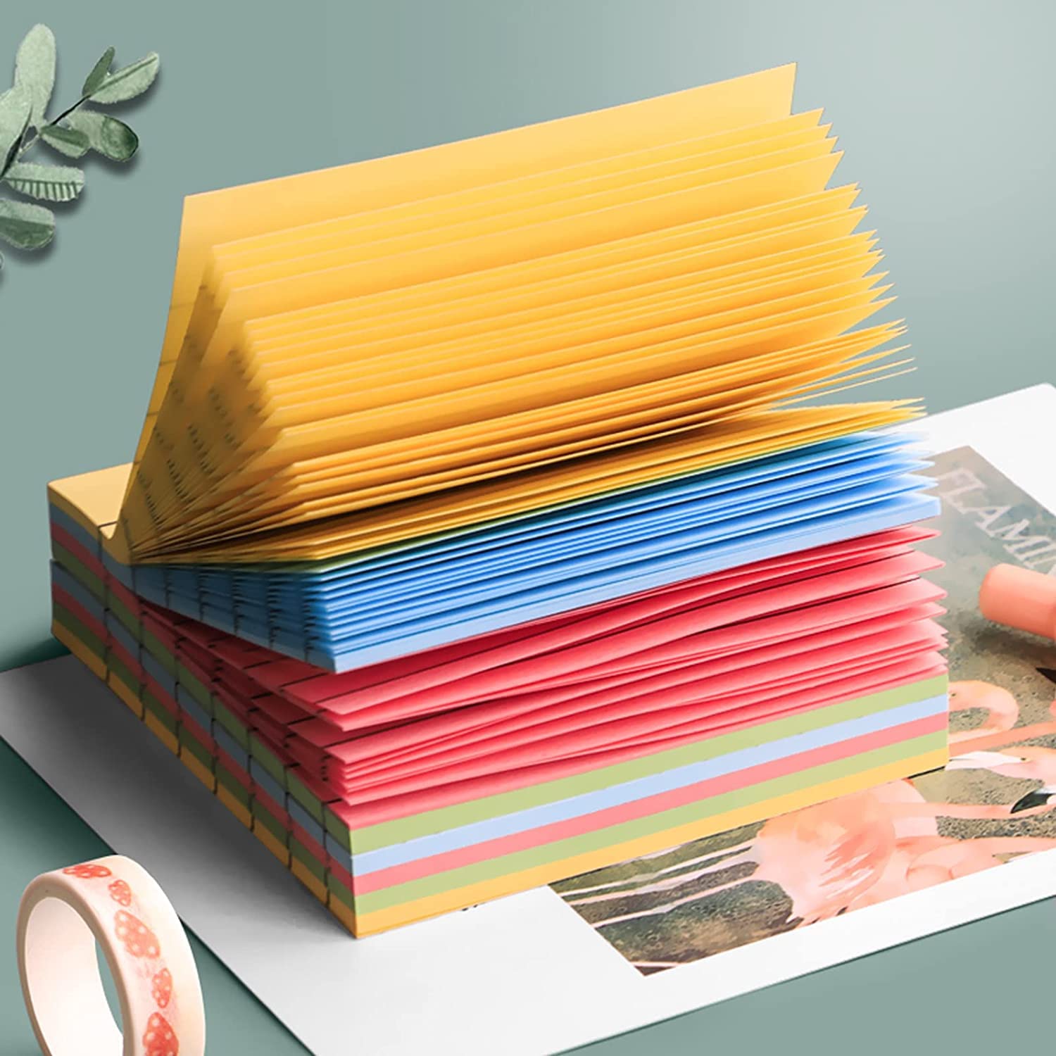 GUMTAPE Sticky Notes 76 mm x 76mm, 100 Sheets/Pad, Rainbow MixColor Sticky Notes 11500. Cute Mixed Colour for Office/Home/Kitchen/Baking/School