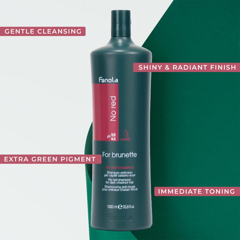 Fanola No Red Shampoo, Anti Red Reflexes On Colored and Natural Hair with Dark Tones, Anti-Fading Technology to Keep your Color Cool and Homogeneous, 350