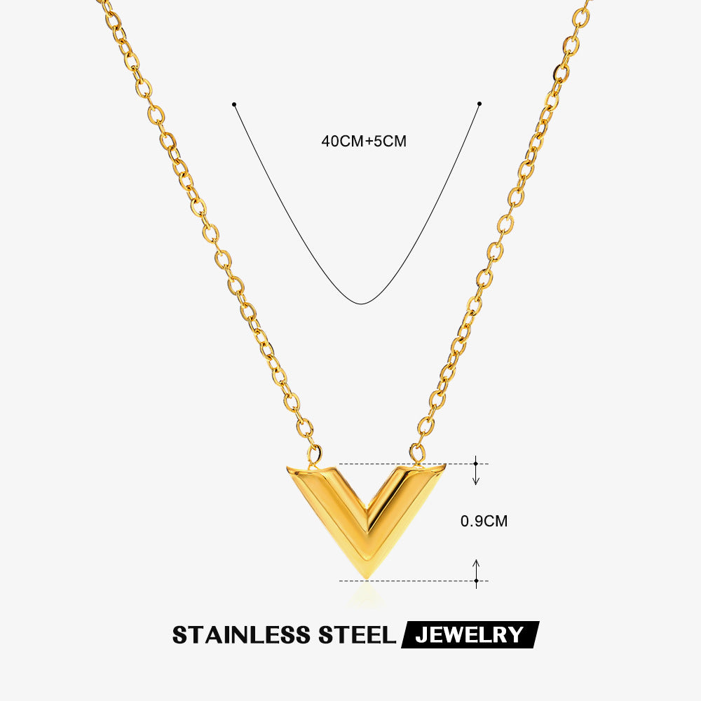 Gold-plated Stainless Steel V-shaped Jewelry Set