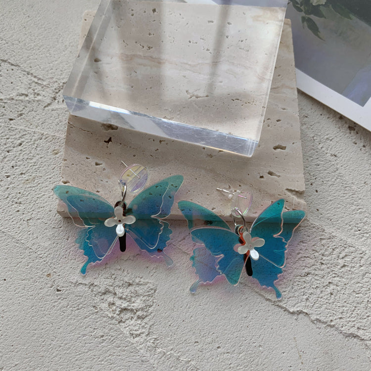 Silver Needle Original Gradient Phantom Dance Butterfly Earrings