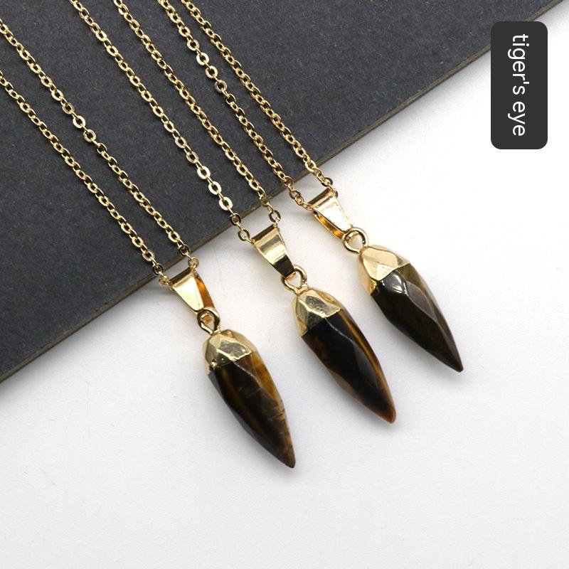 Fashion Crystal Bullet Faceted Pendant Electroplated Copper Chain Necklace