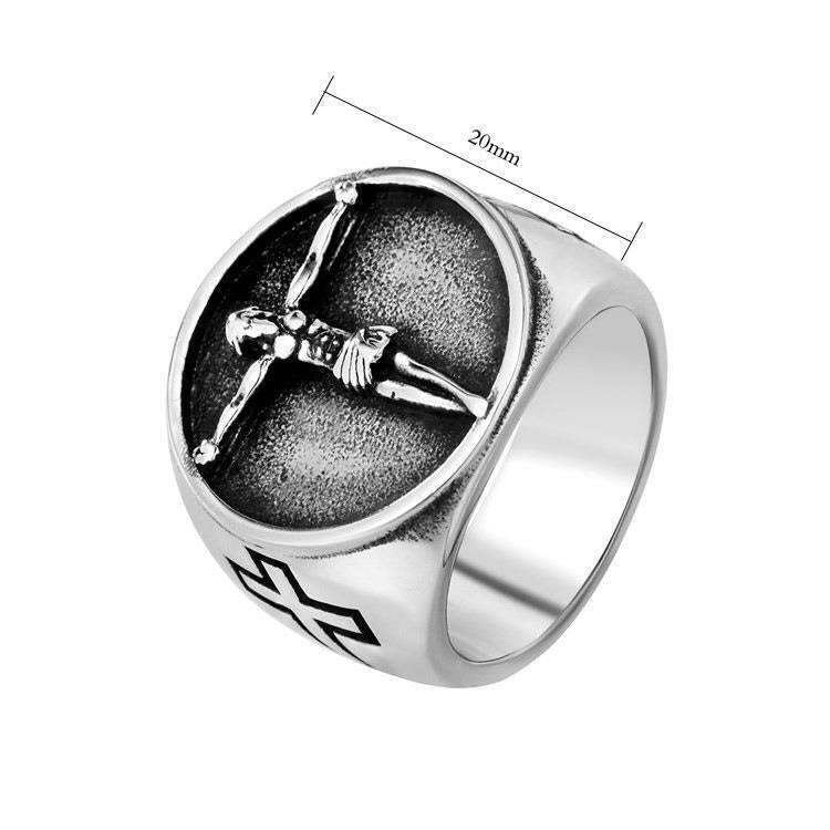 Men's Vintage Cross Titanium Steel Ring