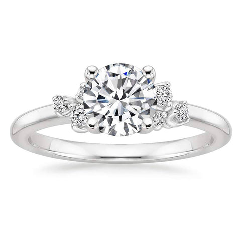 1.0 Carat Round Moissanite Engagement Rings in Sterling Silver