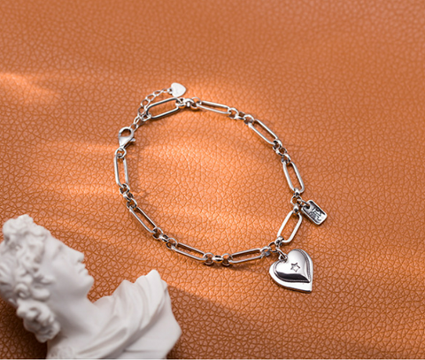 925 Loving Heart In Sterling Silver Bracelet For Women