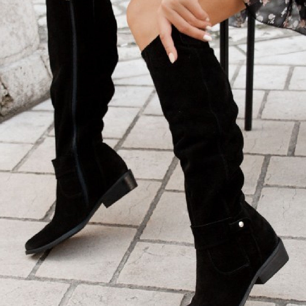 Zipper Suede Women's High Boots – FoxMart™️