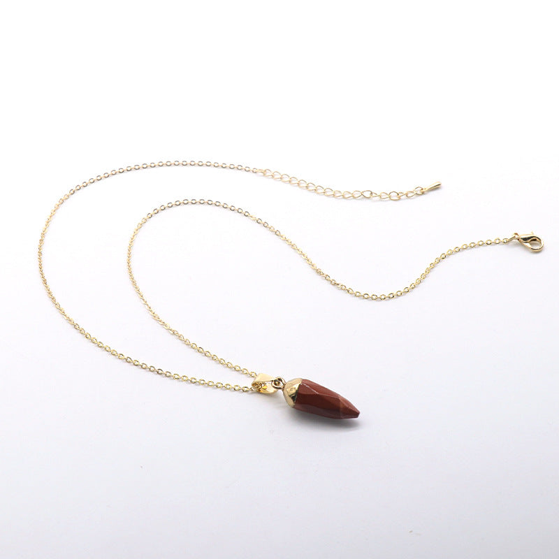 Fashion Crystal Bullet Faceted Pendant Electroplated Copper Chain Necklace