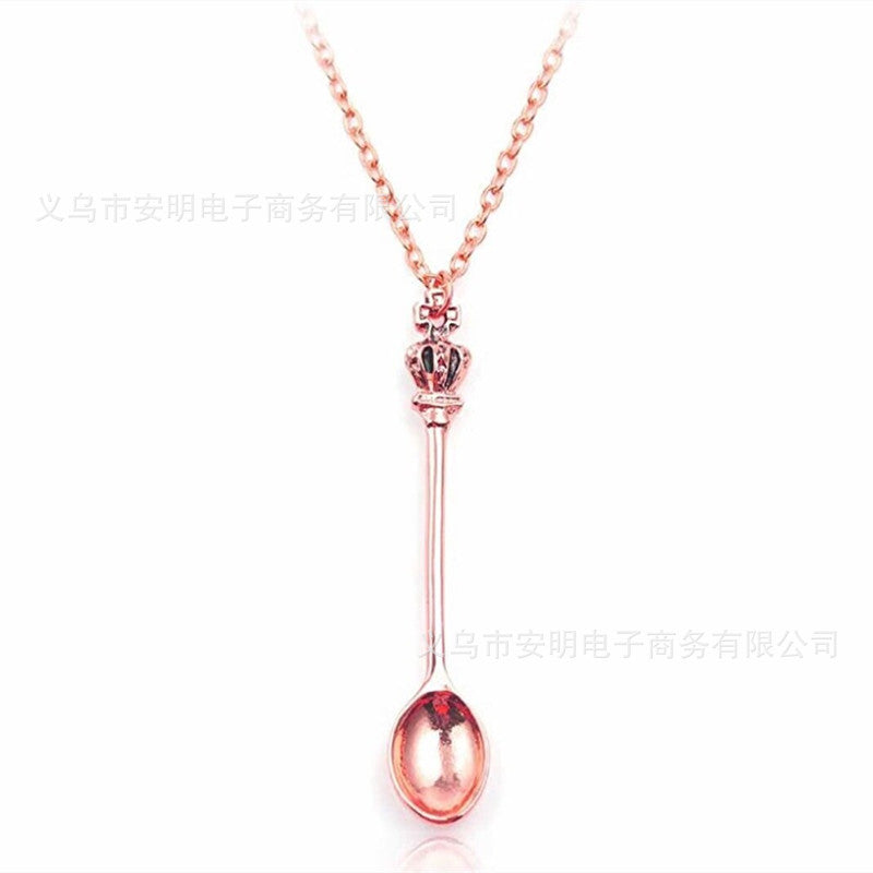 Crown Mini Tea Spoon Classical Royal Snuff Necklace