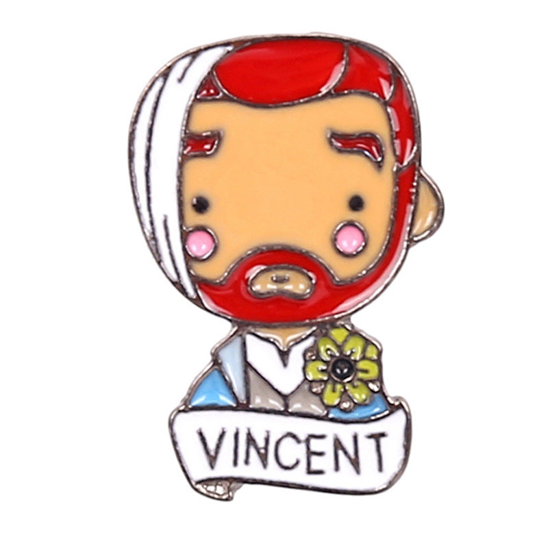 Creative Van Gogh Cartoon Oil Drip Brooch