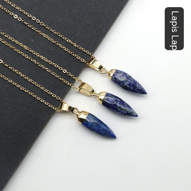 Fashion Crystal Bullet Faceted Pendant Electroplated Copper Chain Necklace