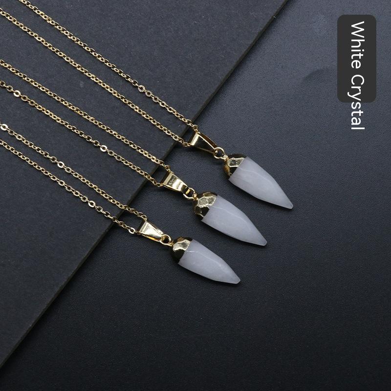 Fashion Crystal Bullet Faceted Pendant Electroplated Copper Chain Necklace