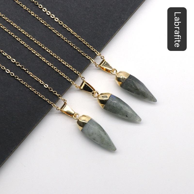 Fashion Crystal Bullet Faceted Pendant Electroplated Copper Chain Necklace