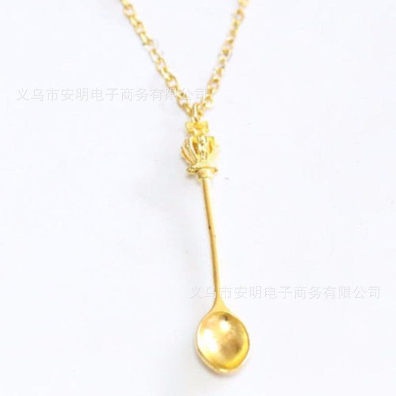 Crown Mini Tea Spoon Classical Royal Snuff Necklace