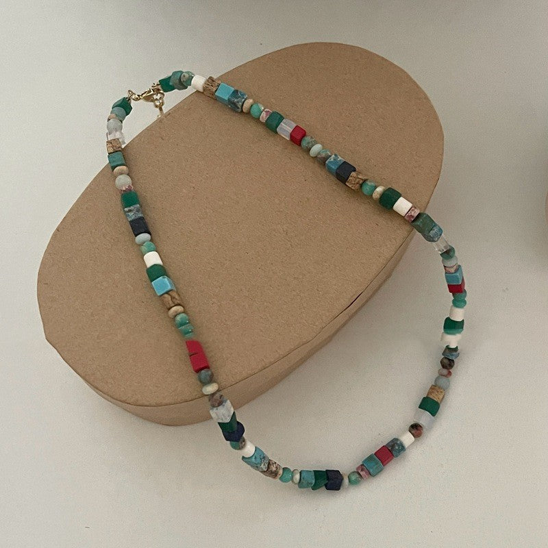 Colorful Natural Stone Necklace Niche Design