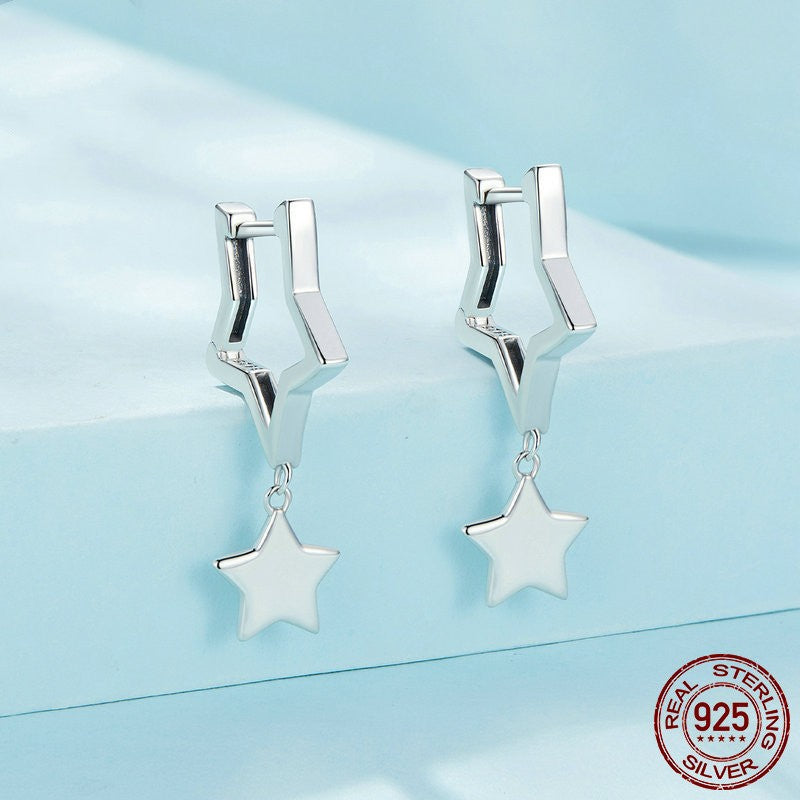 S925 Sterling Silver Five-pointed Star Ear Clip