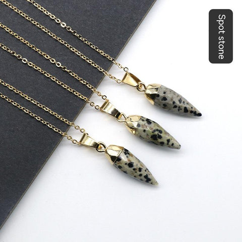 Fashion Crystal Bullet Faceted Pendant Electroplated Copper Chain Necklace