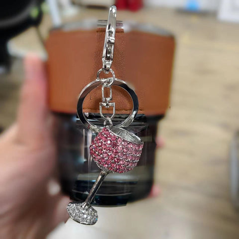 Metal Three-dimensional Wine Glass Design Keychain