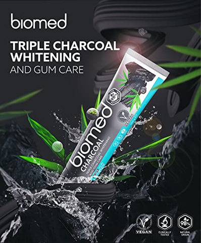 Biomed Charcoal Natural Toothpaste for Triple Whitening and Gum Care 100 g (pack of 6) - FoxMart™️ - SPLAT