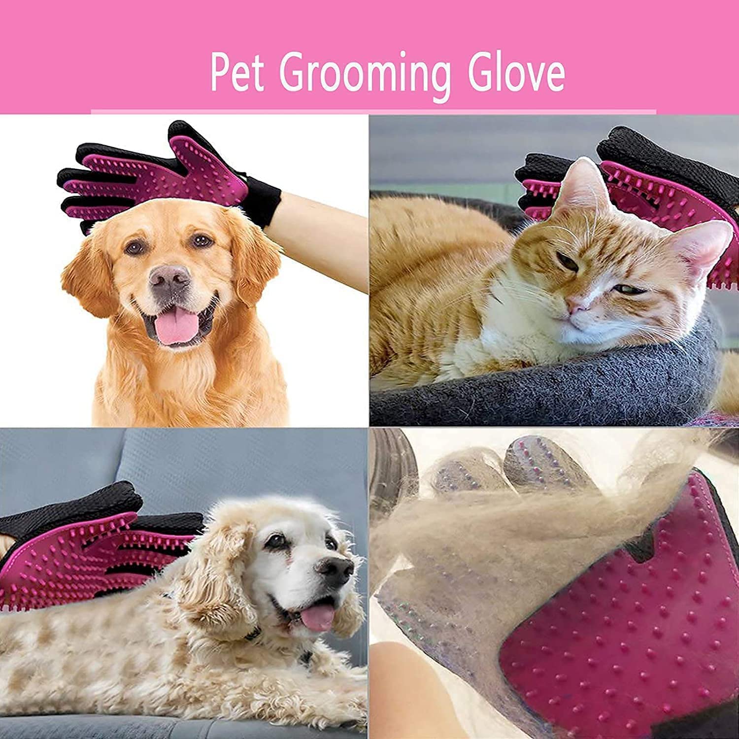 Pet Dog Cat Grooming Glove with 261Tips,Gentle Deshedding Brush Glove, –  FoxMart™️